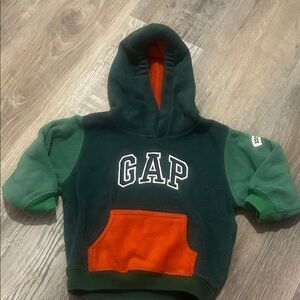 GAP Kids Dark Green Hoodie with Orange Pocket